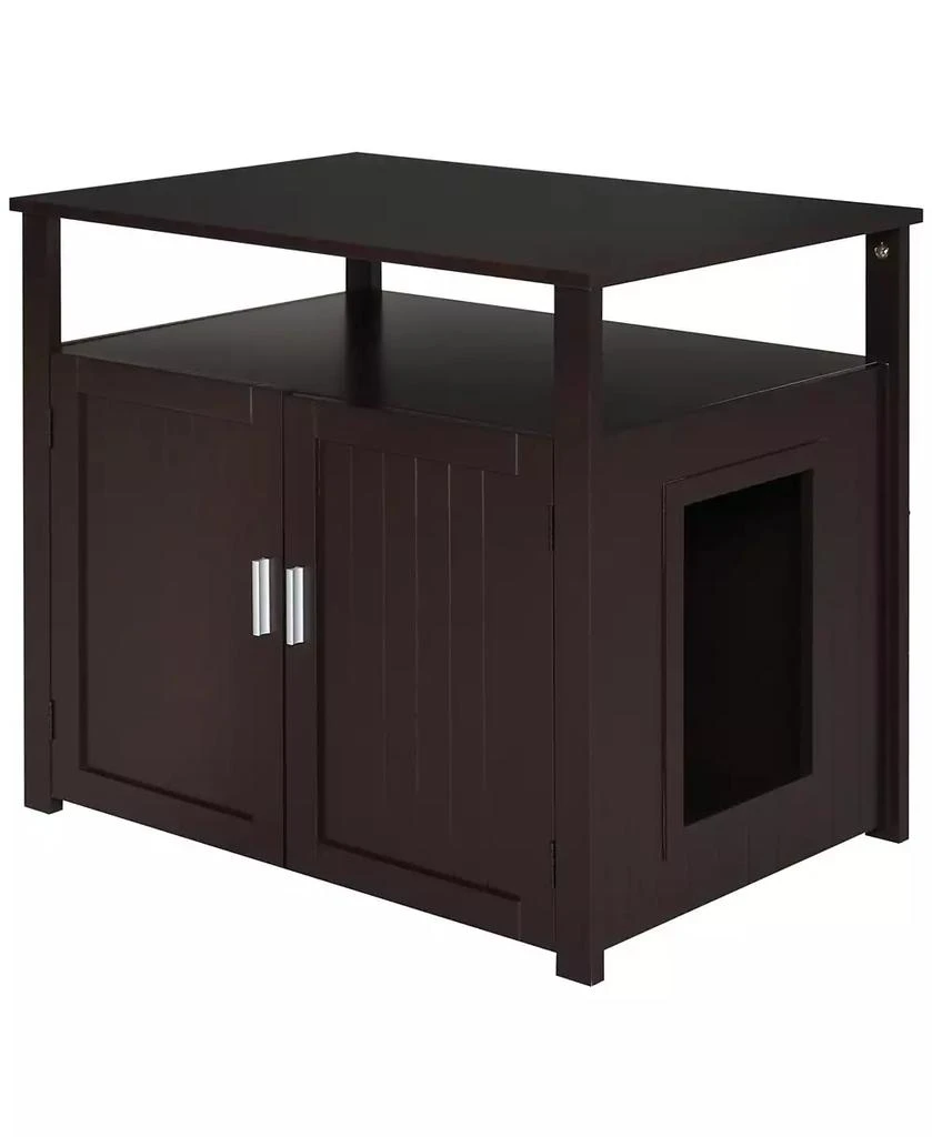 商品PawHut|Tabletop Side Table Cat Box Fixture w/ Magnetic Closing Door, Brown,价格¥813,第1张图片