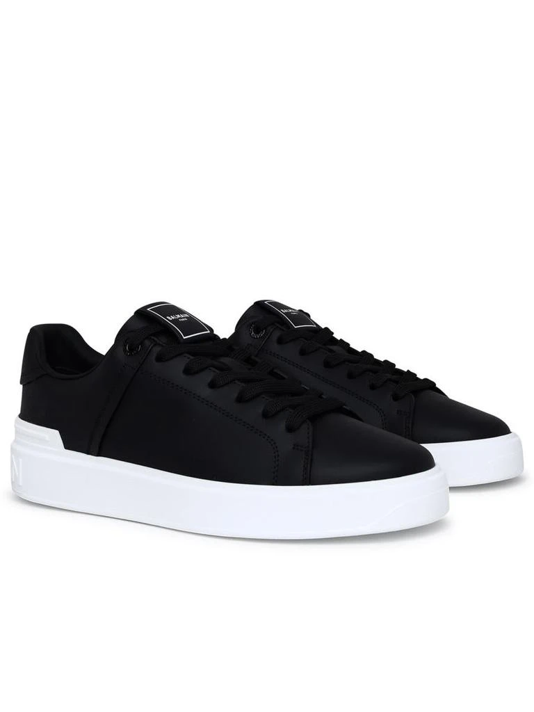 商品Balmain|BLACK LEATHER B-COURT SNEAKERS,价格¥2216,第2张图片详细描述