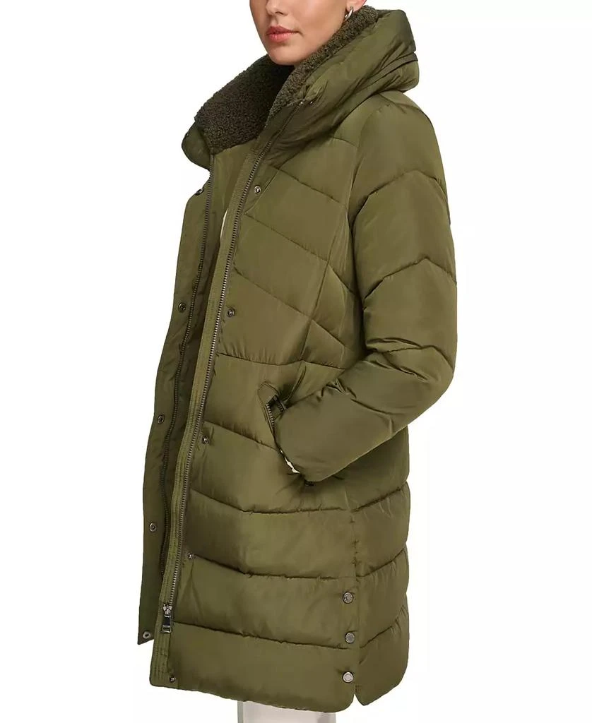 商品Calvin Klein|Women's Faux-Sherpa Collar Hooded Stretch Puffer Coat, Created for Macy's,价格¥707,第3张图片详细描述