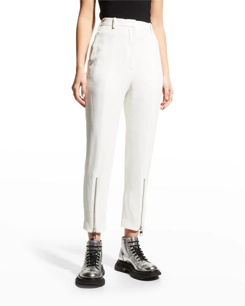 商品Alexander McQueen|Zip Hem Straight-Leg Tailored Crop Pants,价格¥2088,第1张图片