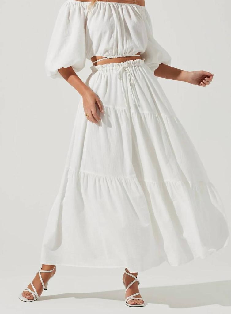Balboa Tiered Maxi Skirt in White商品第1张图片规格展示