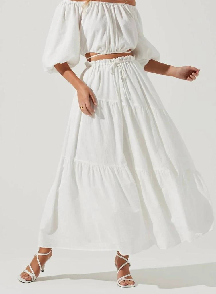 商品ASTR|Balboa Tiered Maxi Skirt in White,价格¥675,第1张图片