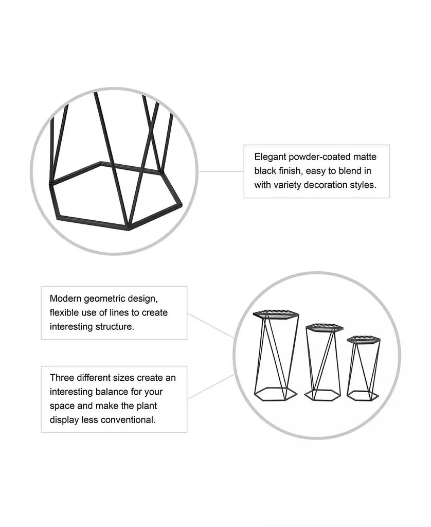 商品Glitzhome|Modern Hexagon Plant Stand, Set of 3,价格¥1090,第4张图片详细描述