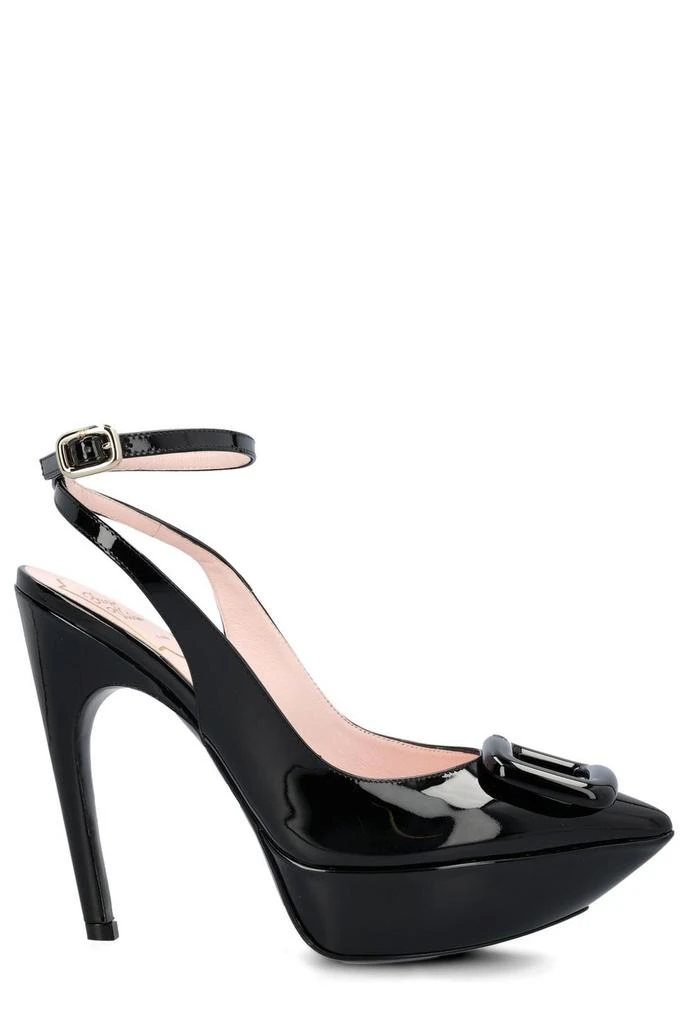 商品Roger Vivier|Roger Vivier Viv' Choc Lacquered Buckle Slingback Pumps,价格¥4140,第1张图片