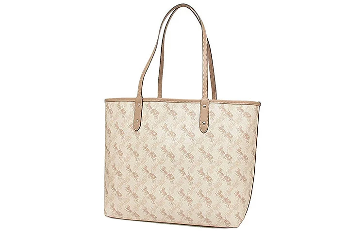 商品[国内直发] Coach|蔻驰 City Reversible 33 双面可用马车老花 PVC拼帆布 帆布包托特包Tote包购物袋手提单肩包 大号 女款 米棕色,价格¥2265,第4张图片详细描述