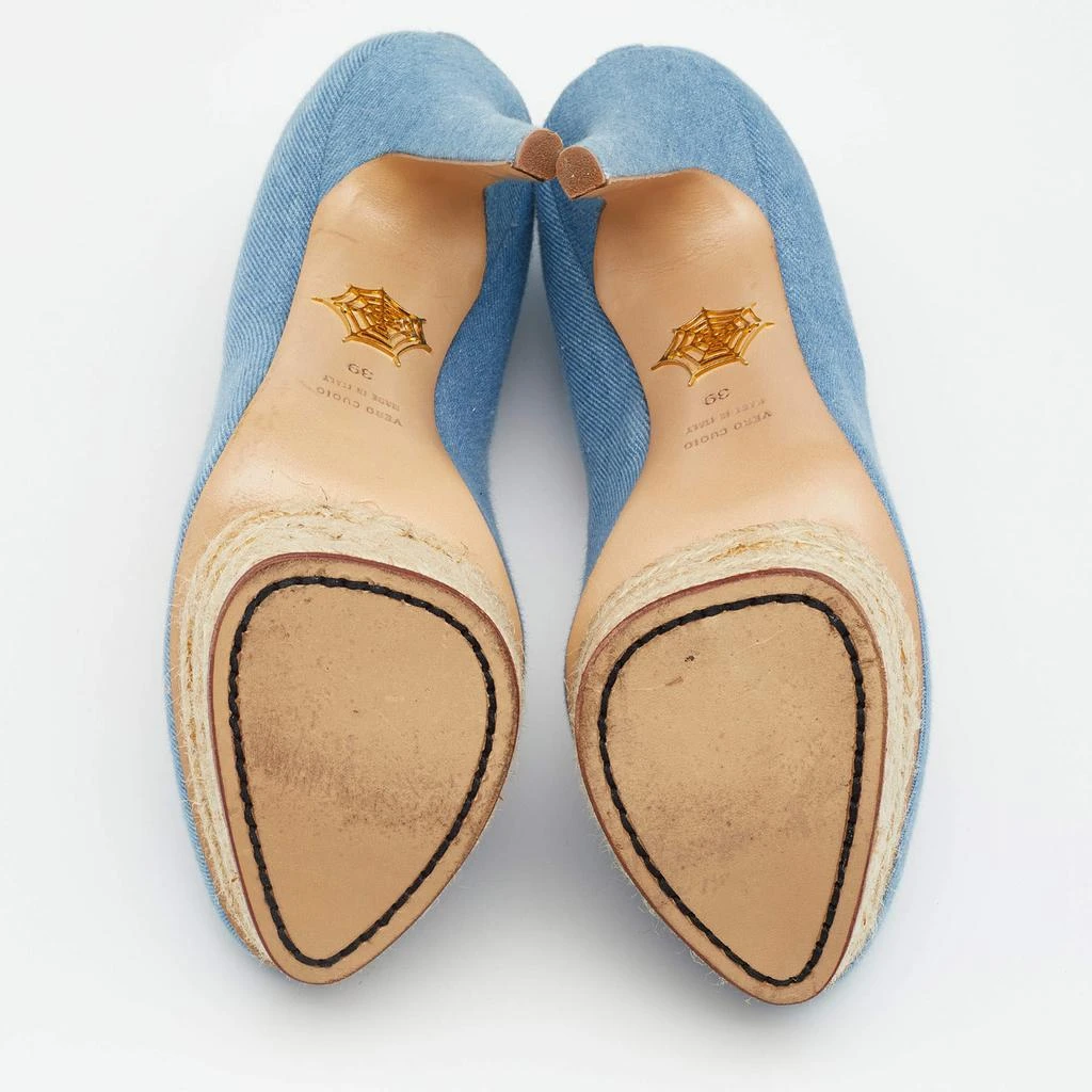 Charlotte Olympia Blue Denim Dolores Platform Ankle Strap Pumps Size 39 商品
