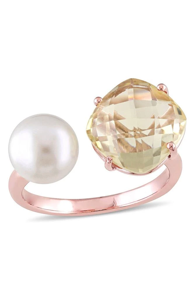 商品DELMAR|Lemon Quartz & 8-8.5mm Freshwater Cultured Pearl Ring,价格¥713,第1张图片