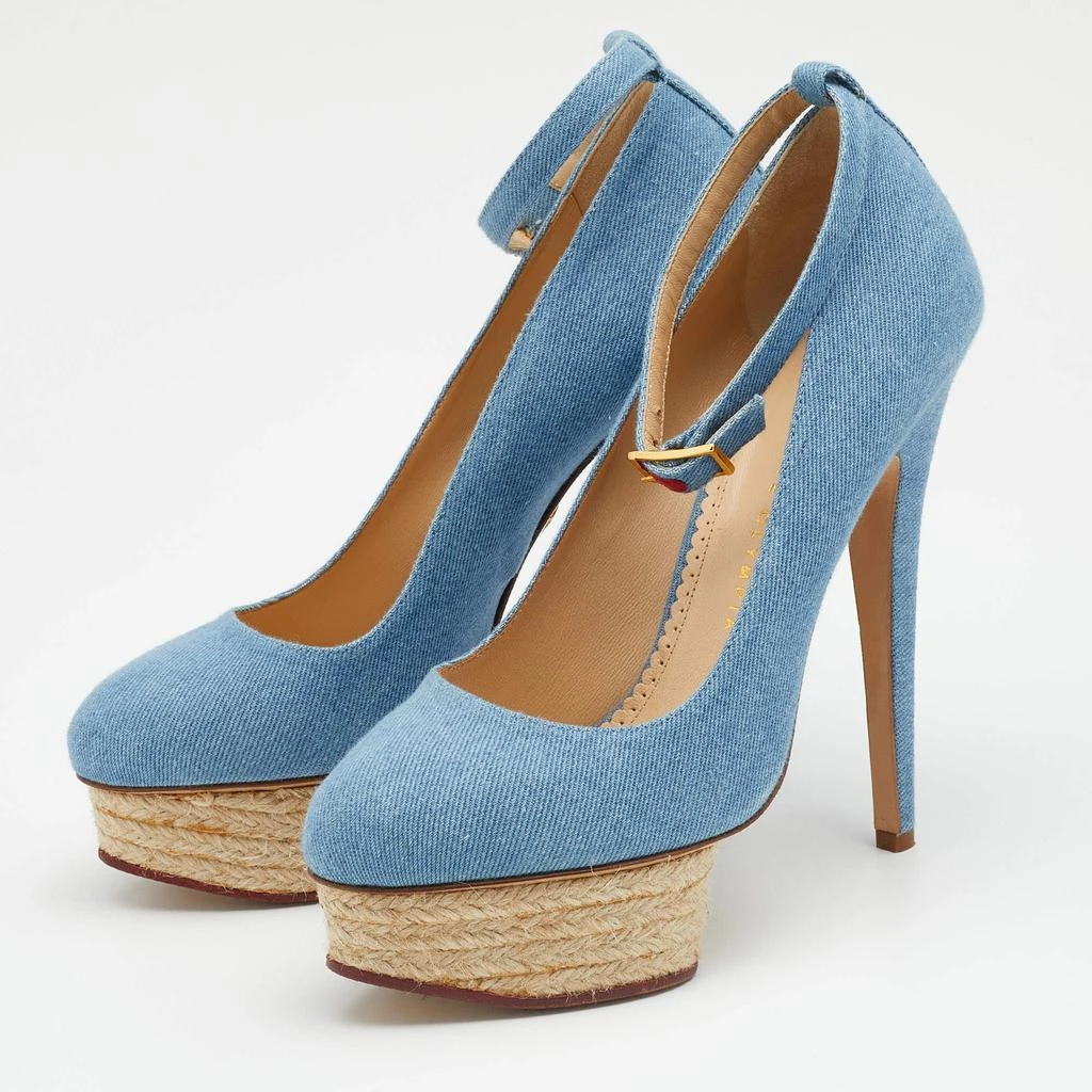 商品[二手商品] Charlotte Olympia|Charlotte Olympia Blue Denim Dolores Platform Ankle Strap Pumps Size 39,价格¥1122,第2张图片详细描述