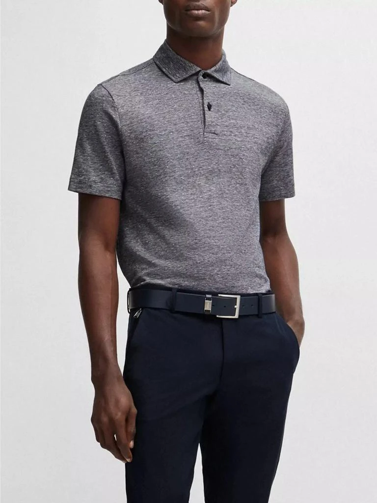 商品Hugo Boss|Regular Fit Polo Shirt in Cotton and Linen,价格¥714,第2张图片详细描述