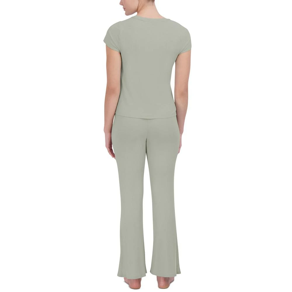 商品Steve Madden|Women's Ribbed Flare-Leg Sleep Pants,价格¥76,第2张图片详细描述