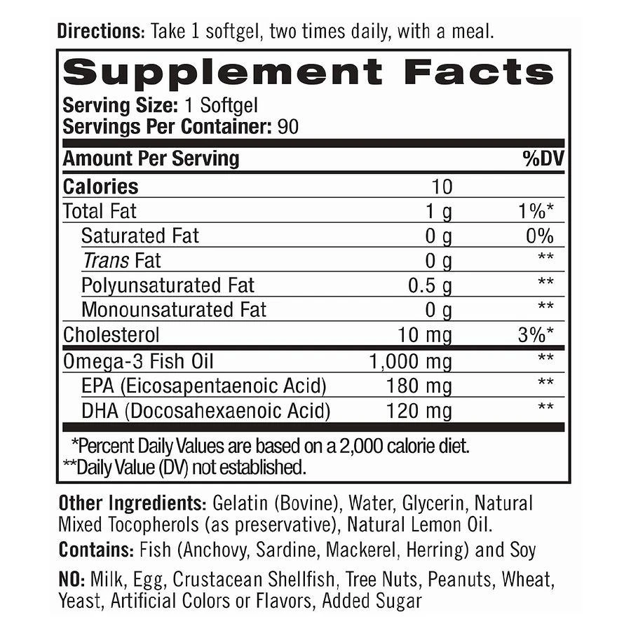 商品Natrol|Omega-3 Fish Oil for Heart Health 1000 mg Softgels Lemon,价格¥55,第2张图片详细描述