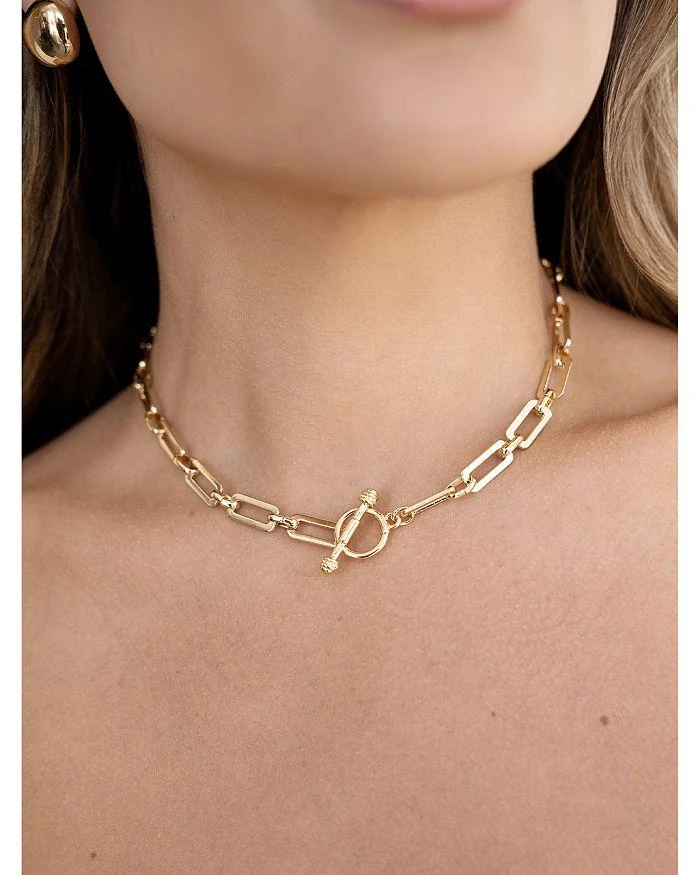 商品Ettika Jewelry|Golden Flat Rectangle Chain Necklace, 15",价格¥368,第4张图片详细描述