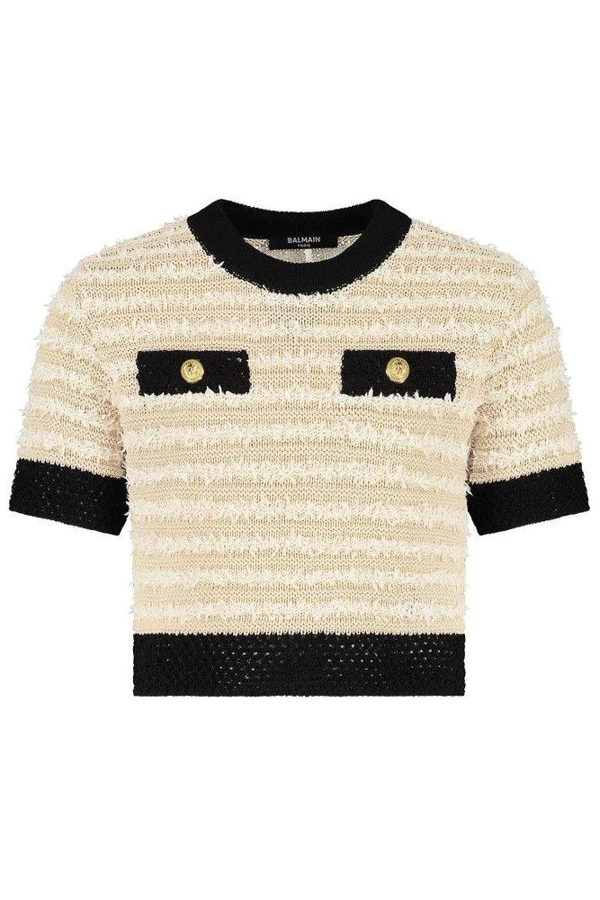 商品Balmain|Balmain Kids Button Detailed Straight Hem Knitted Top,价格¥2223,第1张图片