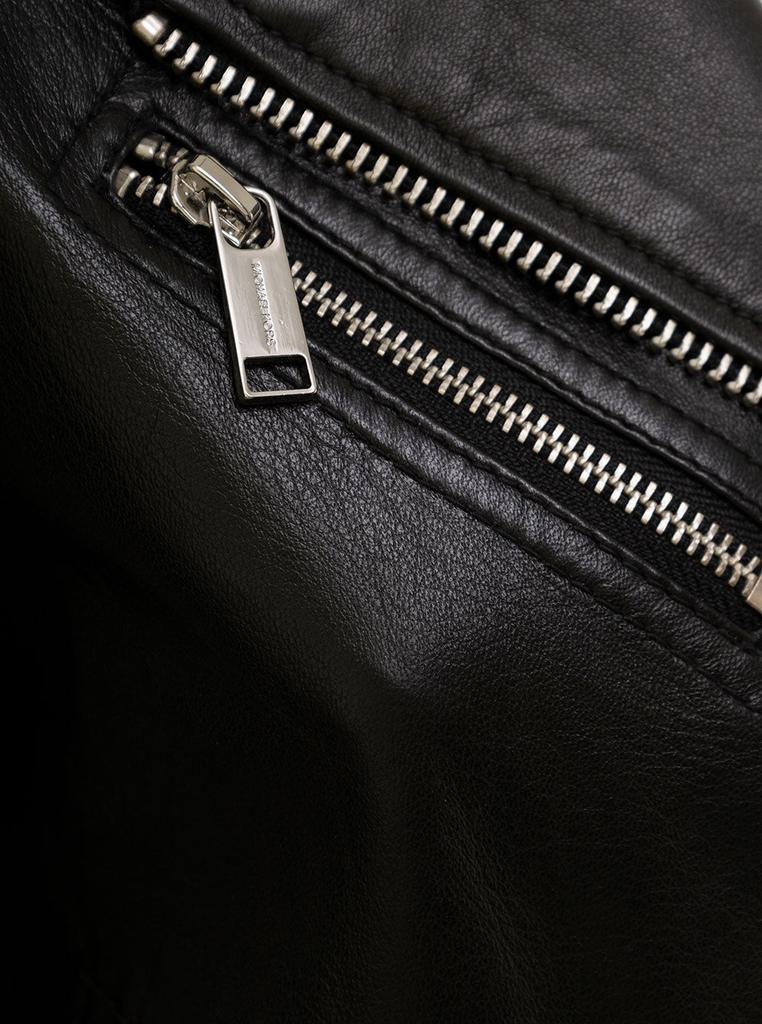 M Michael Kors Woman's Black Leather Biker Jacket商品第3张图片规格展示