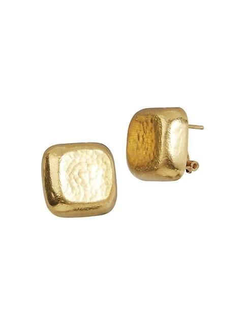 商品Gurhan|Bon-Bon 18K &amp; 24K Yellow Gold Hammered Square Stud Earrings,价格¥26110,第1张图片