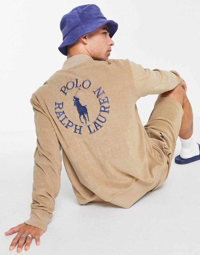 商品Ralph Lauren|Polo Ralph Lauren x ASOS exclusive collab bomber jacket with back logo in tan,价格¥949,第1张图片