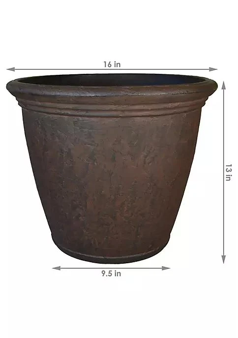 商品Sunnydaze Decor|Decor 16 In Anjelica Unbreakable Polyresin Planter   Rust   Set Of 4,价格¥967,第5张图片详细描述