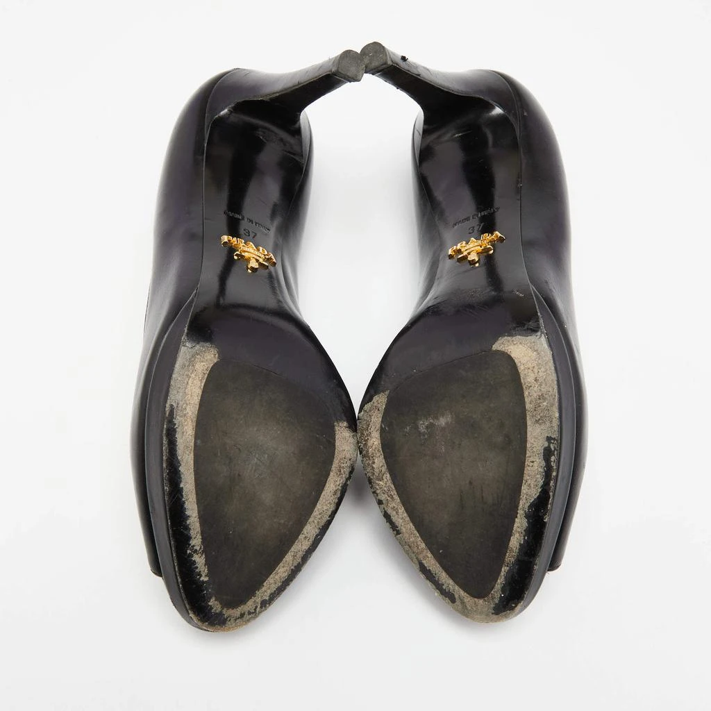 Prada Black Leather Peep Toe Pumps Size 37 商品