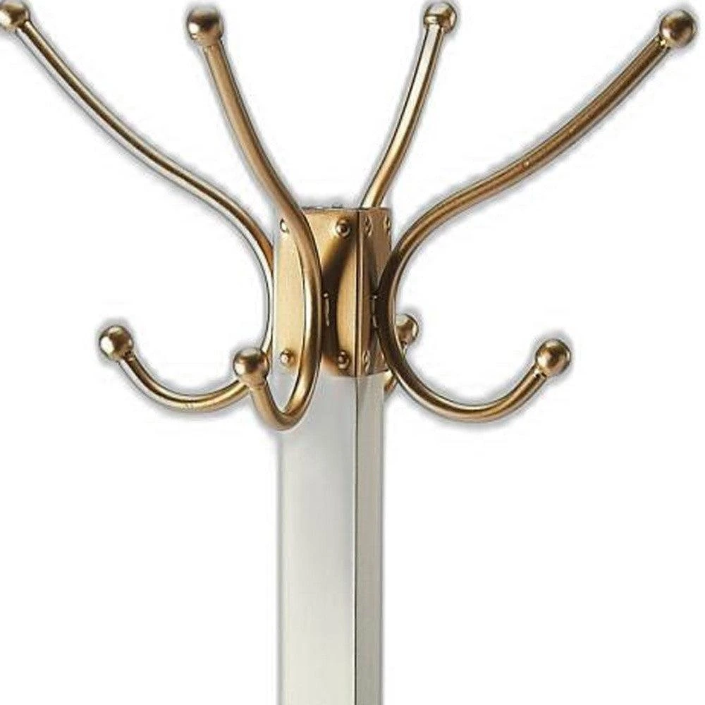 商品Homezia|Logan Square White & Gold Coat Rack Tree,价格¥3296,第3张图片详细描述