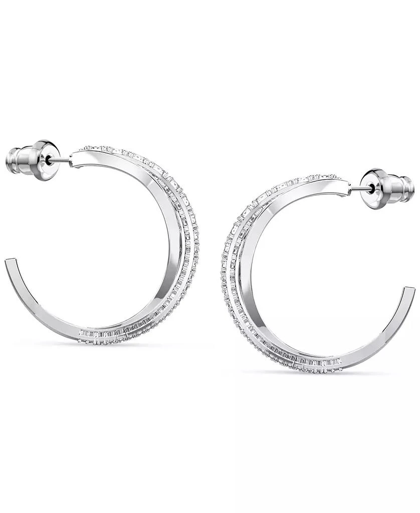 商品Swarovski|Silver-Tone Small Crystal Intertwined Open Hoop Earrings, 1",价格¥774,第4张图片详细描述