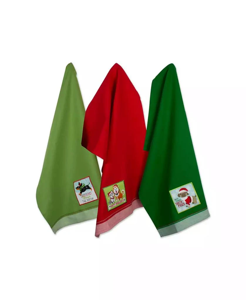 商品Design Imports|Assorted Holiday Pup Embellished Dishtowel Set,价格¥164,第1张图片