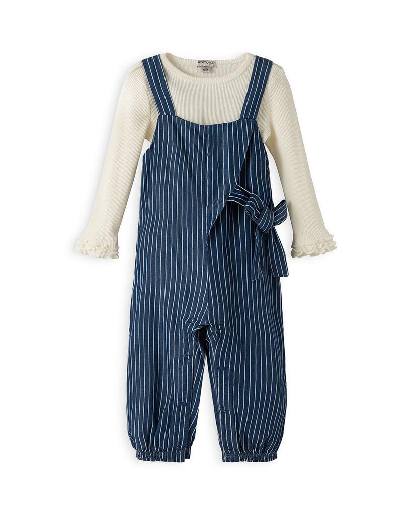 商品Habitual|Girls' Samantha Ribbed Top & Pinstriped Jumpsuit Set - Baby,价格¥429,第1张图片