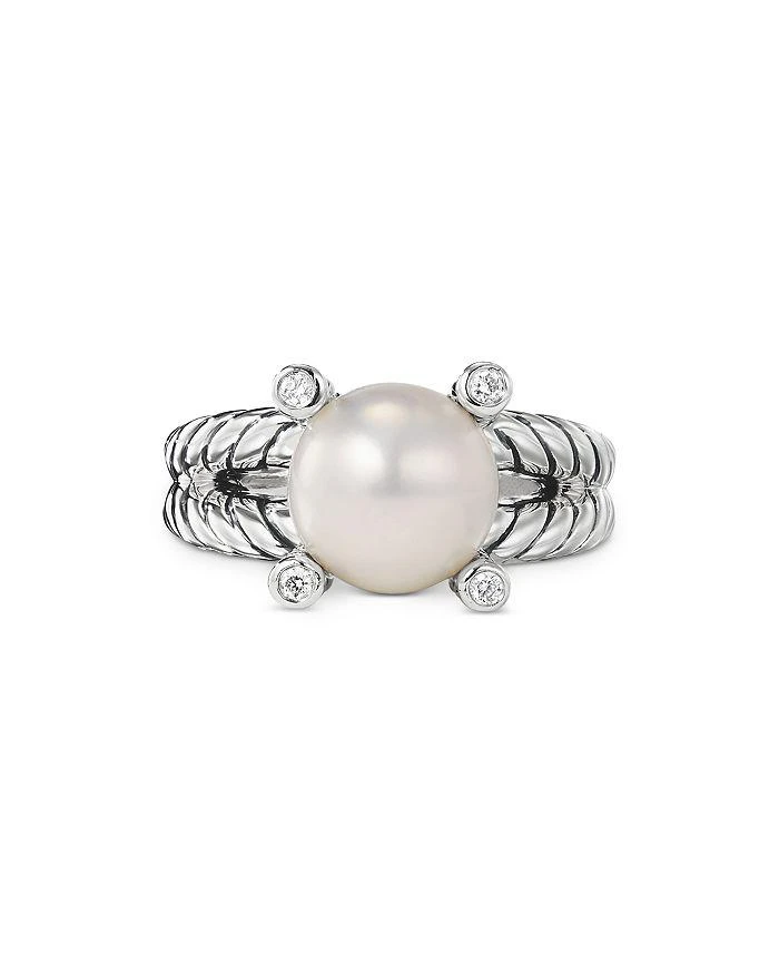 商品David Yurman|Sterling Silver Cable Collectables Cultured Freshwater Pearl & Pavé Diamond Rings,价格¥5606,第4张图片详细描述