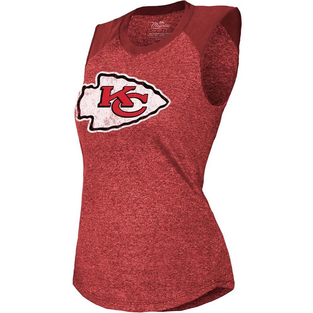 商品Majestic|Women's Red Kansas City Chiefs Retro Tri-Blend Raglan Muscle Tank Top,价格¥223,第3张图片详细描述
