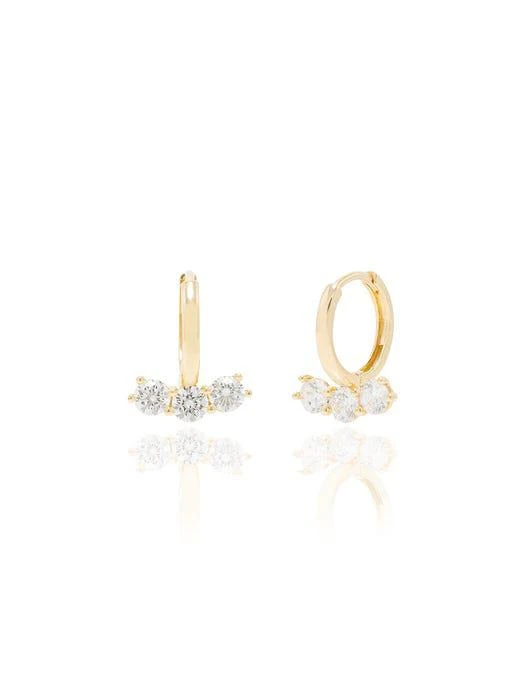 商品LUNNE|10k Gold Triple Stone Hoop Earrings,价格¥929,第5张图片详细描述
