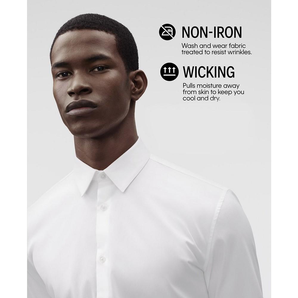 Calvin Klein Men's STEEL Extra-Slim Fit Non-Iron Performance Herringbone Dress Shirt商品第5张图片规格展示
