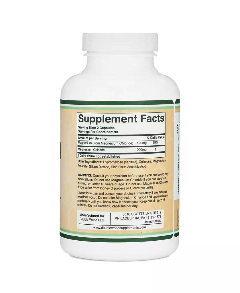 商品Double Wood Supplements|Magnesium Chloride - 180 capsules, 1000 mg servings,价格¥150,第3张图片详细描述