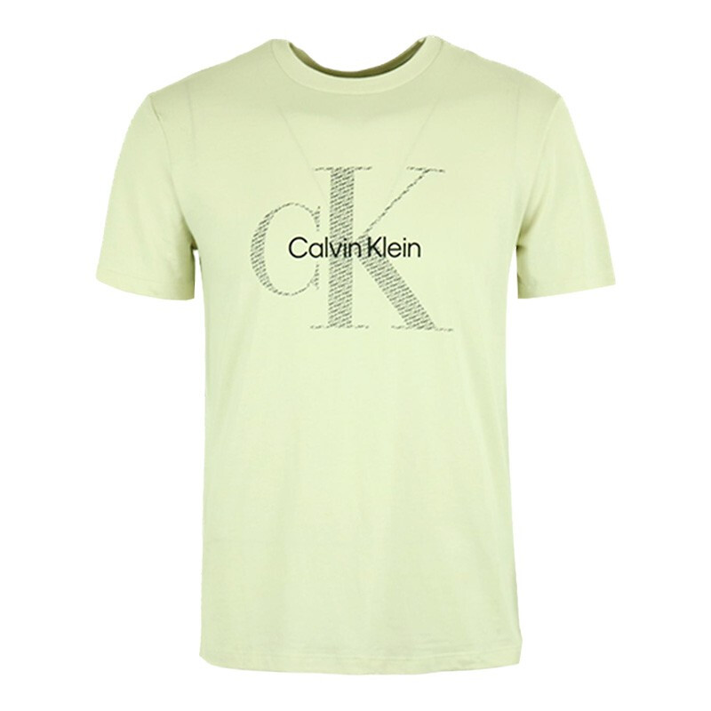 CALVIN KLEIN 男士米黄色棉质字母LOGO印花圆领短袖T恤 40IC800-100商品第1张图片规格展示