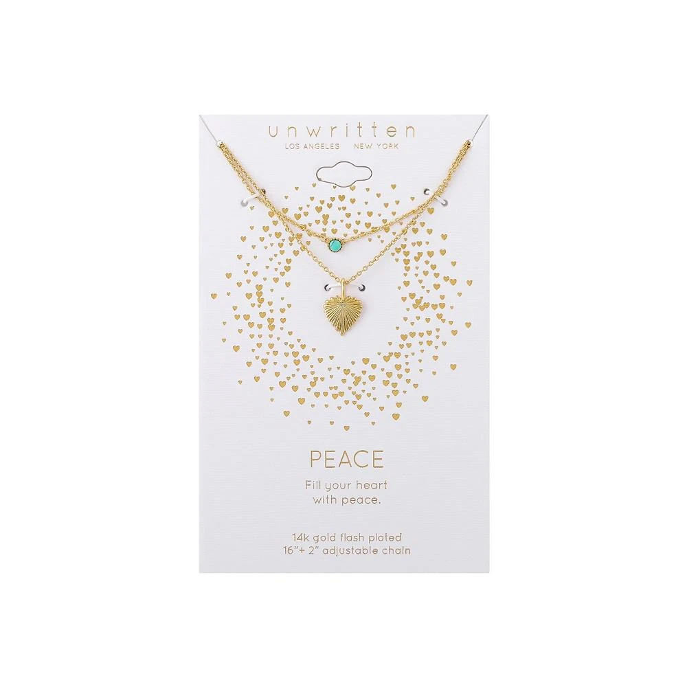 商品Unwritten|14K Gold Flash Plated Stone and Heart Layered Pendant Necklace,价格¥337,第2张图片详细描述