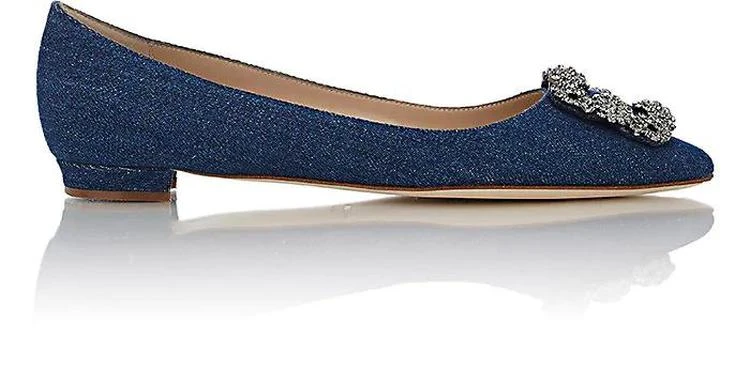 商品Manolo Blahnik|Hangisi Flats花扣平底鞋,价格¥7101,第1张图片