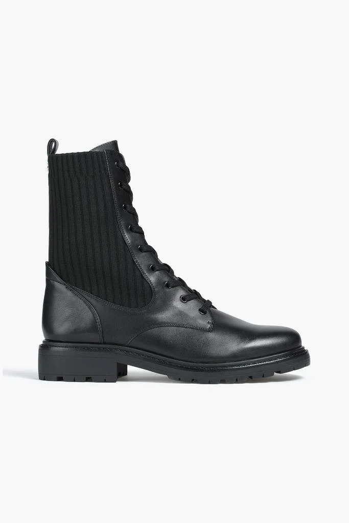 商品Sam Edelman|Lydell ribbed-knit and leather combat boots,价格¥811,第1张图片