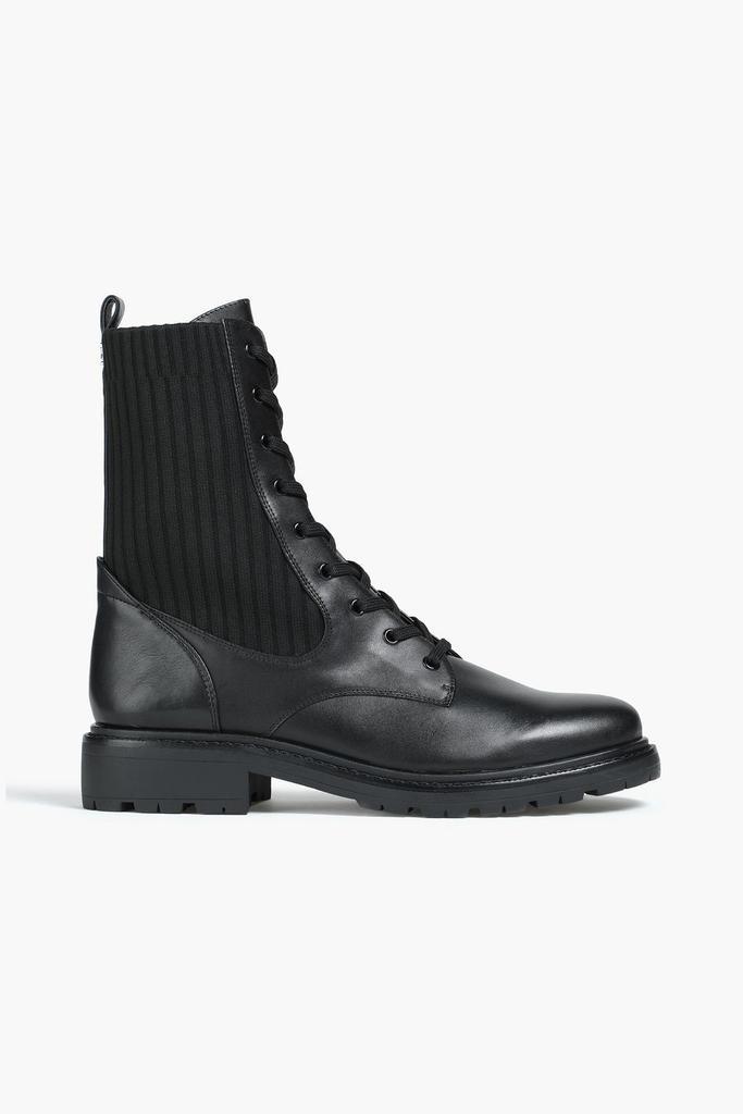 商品Sam Edelman|Lydell ribbed-knit and leather combat boots,价格¥805,第1张图片