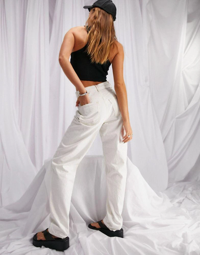 商品ASOS|ASOS DESIGN cotton blend high rise 'slouchy' mom jeans in ecru - BEIGE,价格¥211,第2张图片详细描述