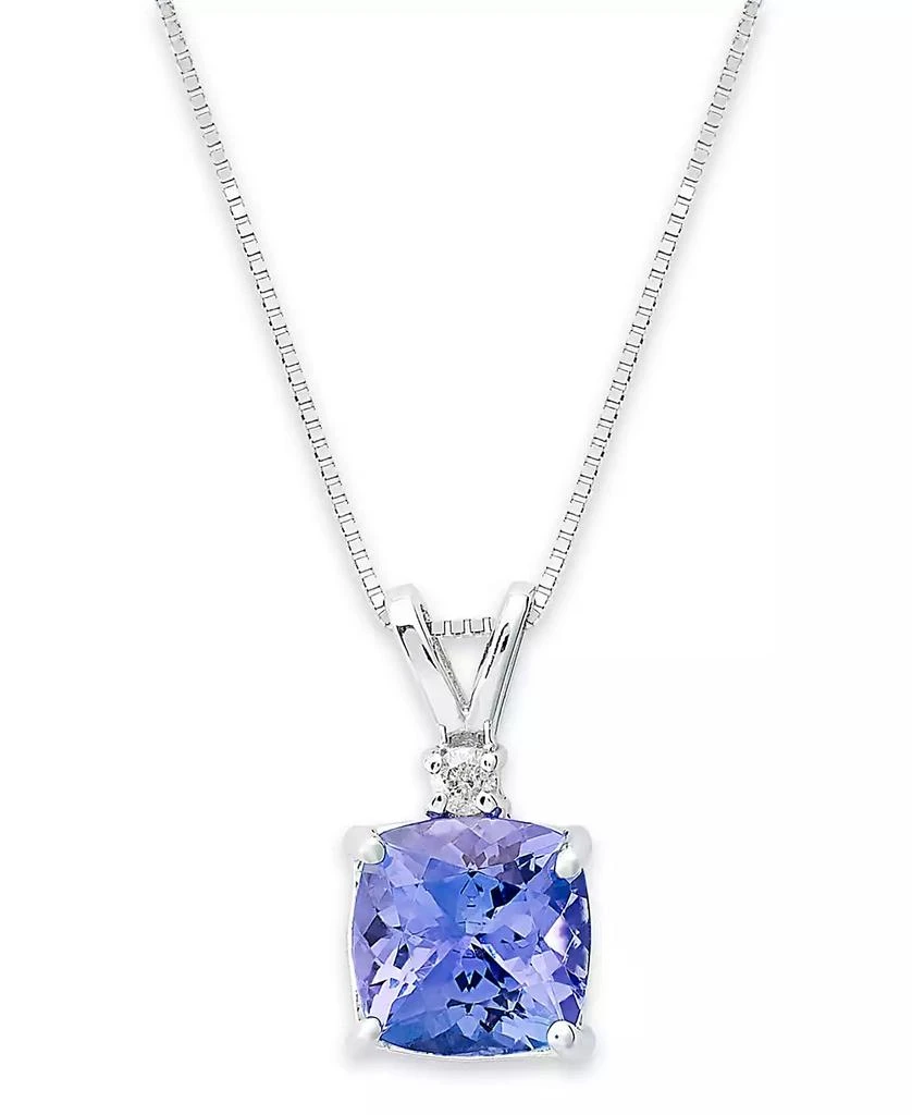 商品Macy's|14k White Necklace, Tanzanite (1-5/8 ct. t.w.) and Diamond Accent Cushion Pendant,价格¥3139,第1张图片