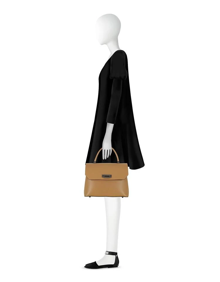 商品Le|Le Parmentier Lutece 中号干邑色皮革顶柄挎包,价格¥762,第3张图片详细描述