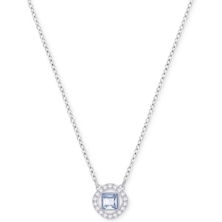 商品Swarovski|Silver-Tone Square Crystal Halo Pendant Necklace,价格¥741,第1张图片