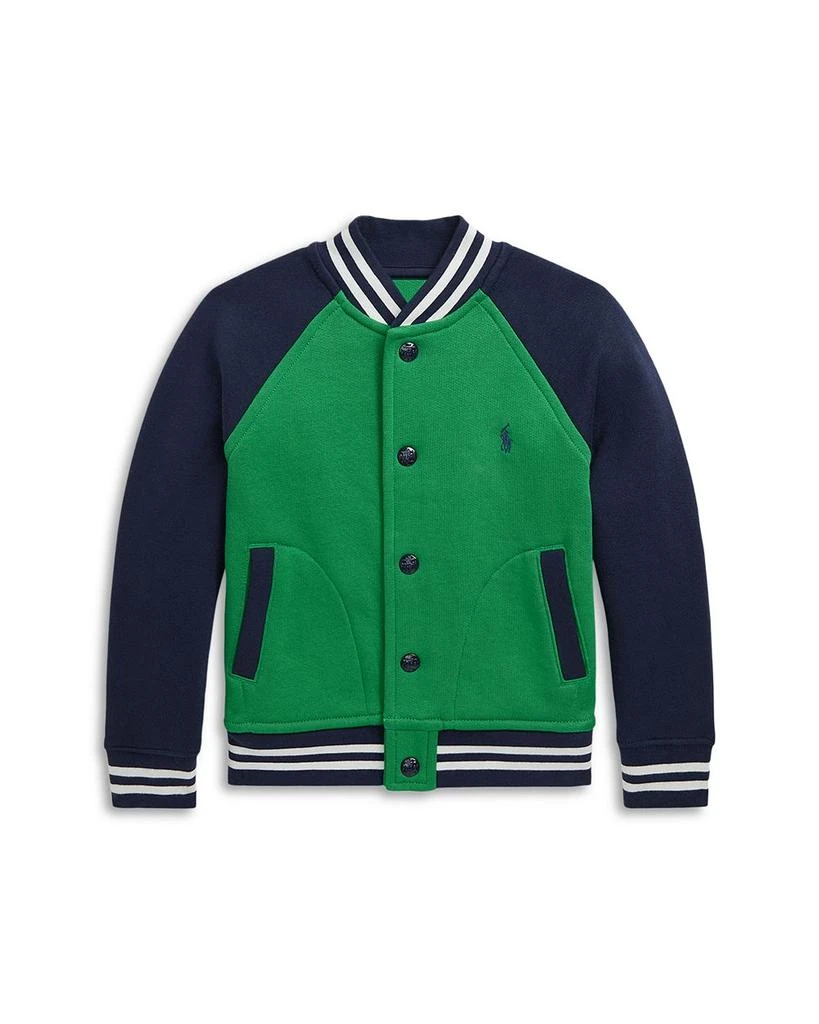 商品Ralph Lauren|Boys' Color Blocked Fleece Baseball Jacket - Little Kid, Big Kid,价格¥421,第1张图片详细描述