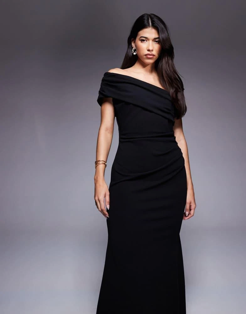 商品Goddiva|Goddiva One shoulder evening maxi dress in black,价格¥885,第2张图片详细描述