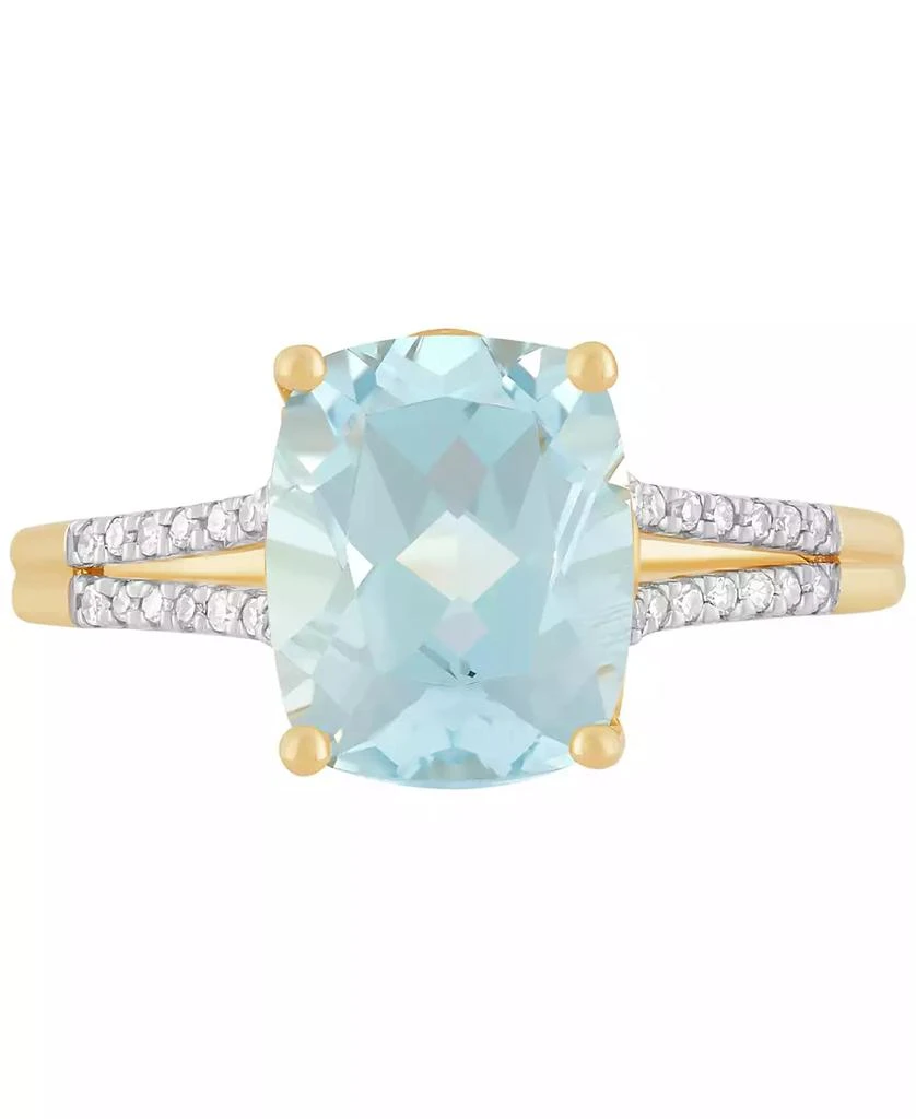 商品Macy's|Aquamarine (3 ct. t.w.) & Diamond (1/10 ct. t.w.) Split Shank Ring in 14k Gold,价格¥4036,第3张图片详细描述