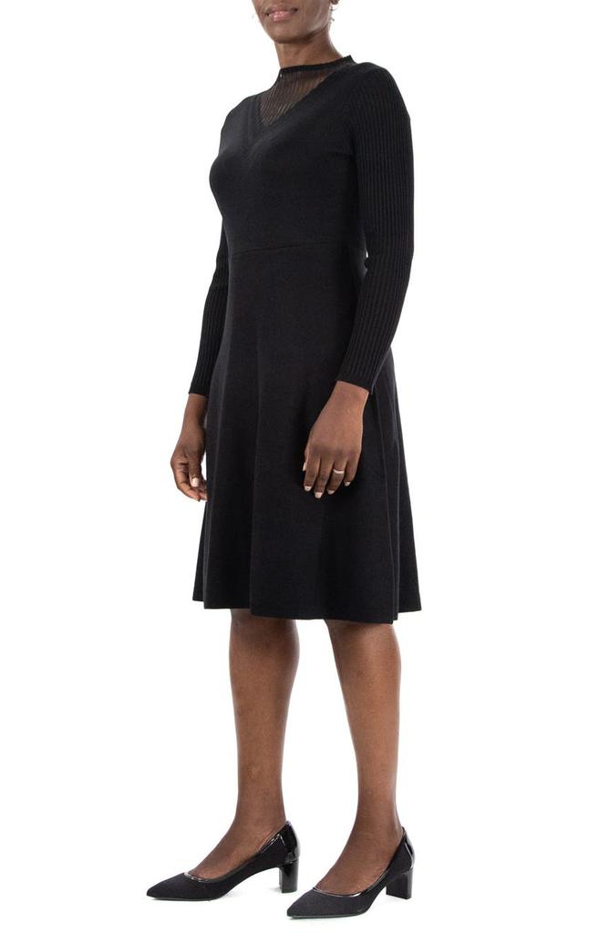 Sheer Knit Inset Sweater Dress商品第3张图片规格展示