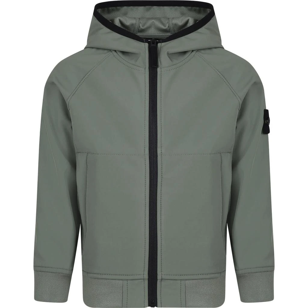 商品Stone Island Junior|Green Windbreaker For Boy With Compass,价格¥2441,第1张图片