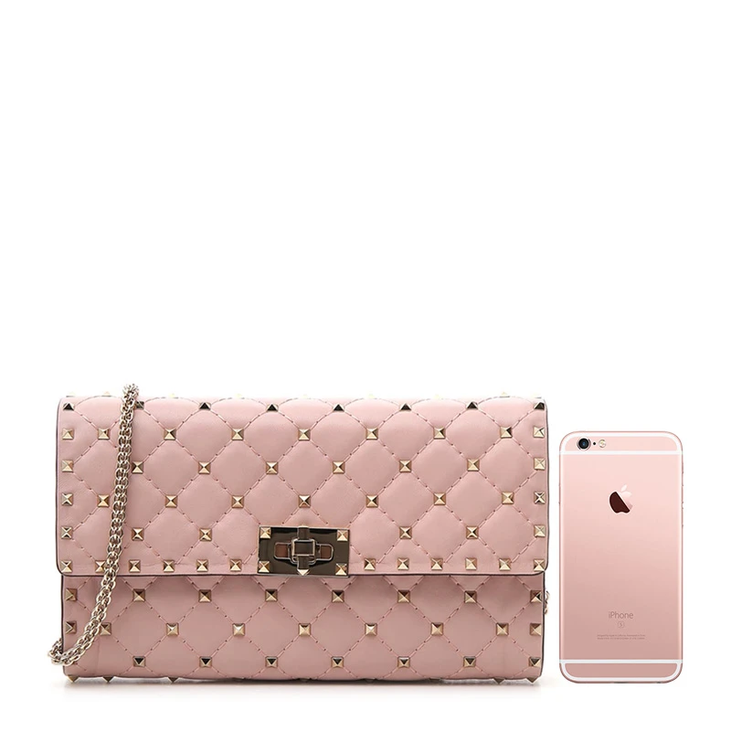 Valentino 华伦天奴 Rockstud系列19春夏女士羊皮铆钉装饰链条包单肩斜挎包 RW2B0137-NAP-W34 商品