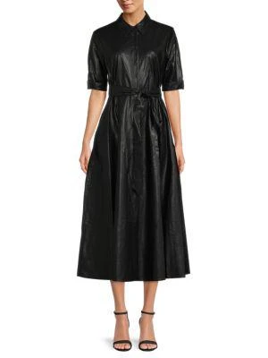 商品Calvin Klein|​Belted Faux Leather Maxi A Line Dress,价格¥488,第1张图片