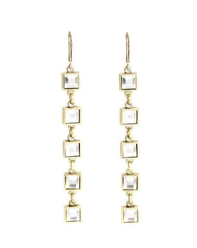 商品L GEORGE|Women's Crystal Hanging Earrings In Gold,价格¥563,第1张图片