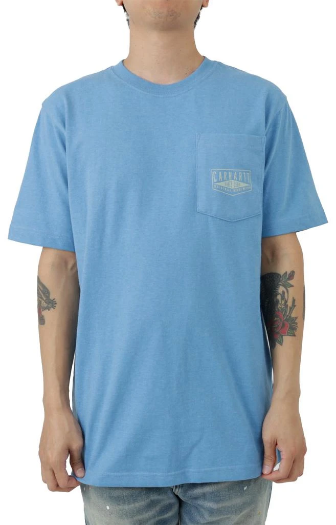 商品Carhartt|(105176) Loose Fit Heavyweight Short Sleeve Workwear Graphic T-Shirt - Blue Lagoon Heather,价格¥79,第2张图片详细描述