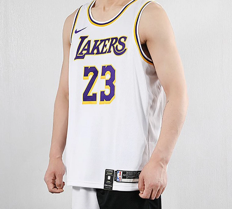 商品[国内直发] NIKE|NBA 洛杉矶湖人队詹姆斯23号球衣 男款 白色,价格¥864,第5张图片详细描述